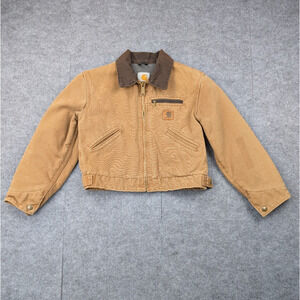 Carhartt Detroit Jacket Kids Medium Duck Canvas YYJ97 BRN Utility Sherpa USA 90s